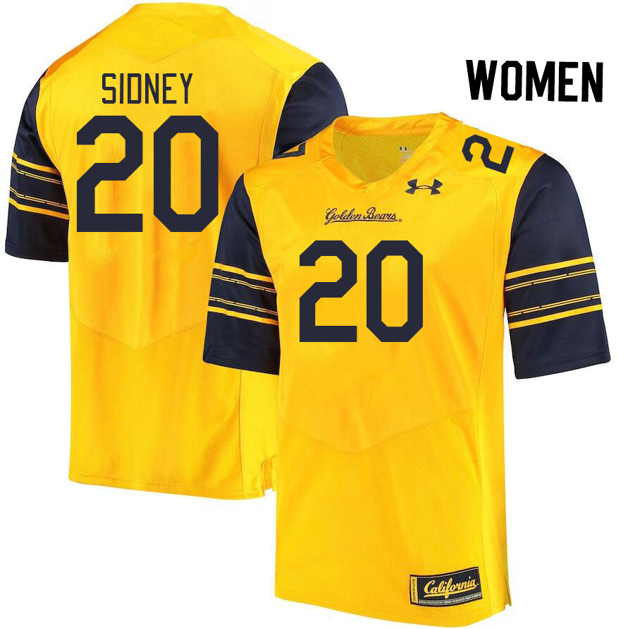 Women #20 Cam Sidney California Golden Bears College Football Jerseys Stitched Sale-Gold